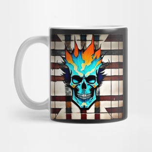 Skull Flame Flaming Plaid BIker Mug